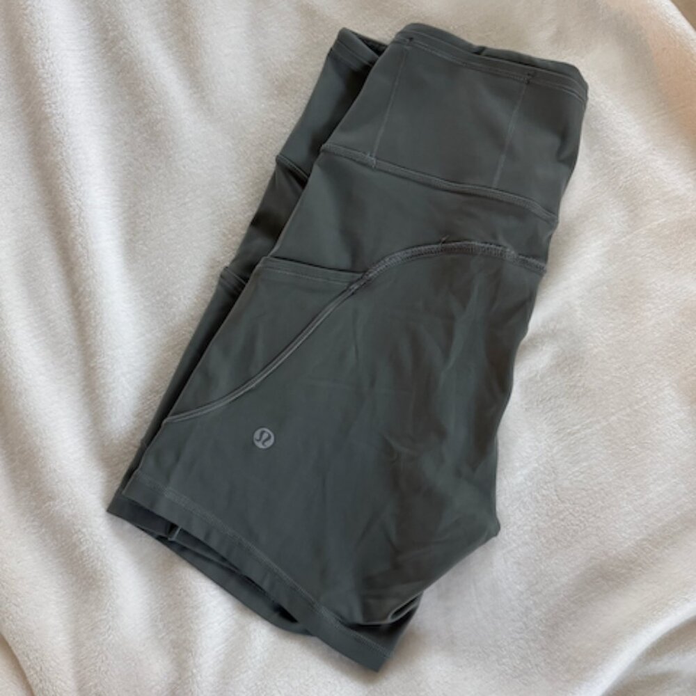HEMMED lululemon Fast and Free Short 6" - Sage Grey - Size 8